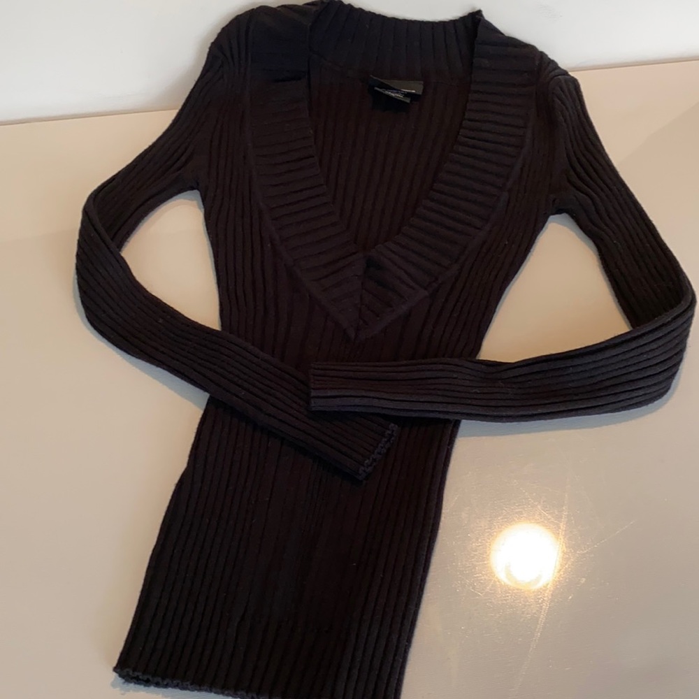 It’s Our Time Stretch Ribbed Deep V-Neck Sweater